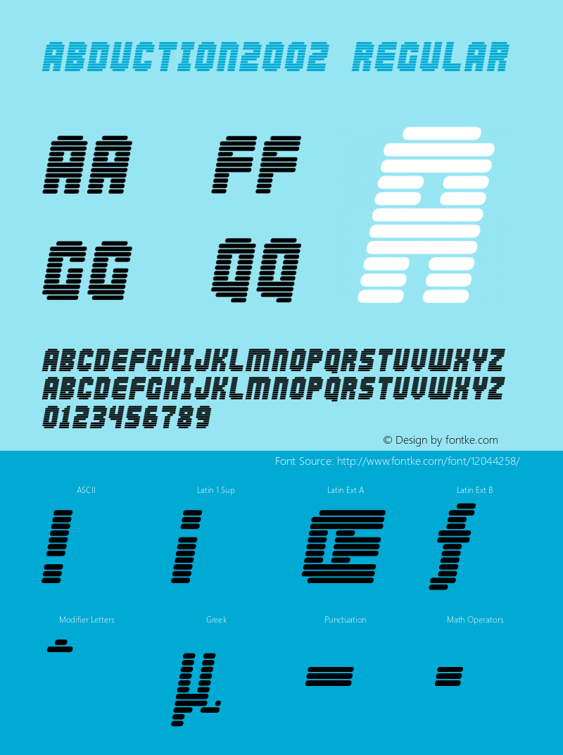 Abduction2002 Regular 2 Font Sample