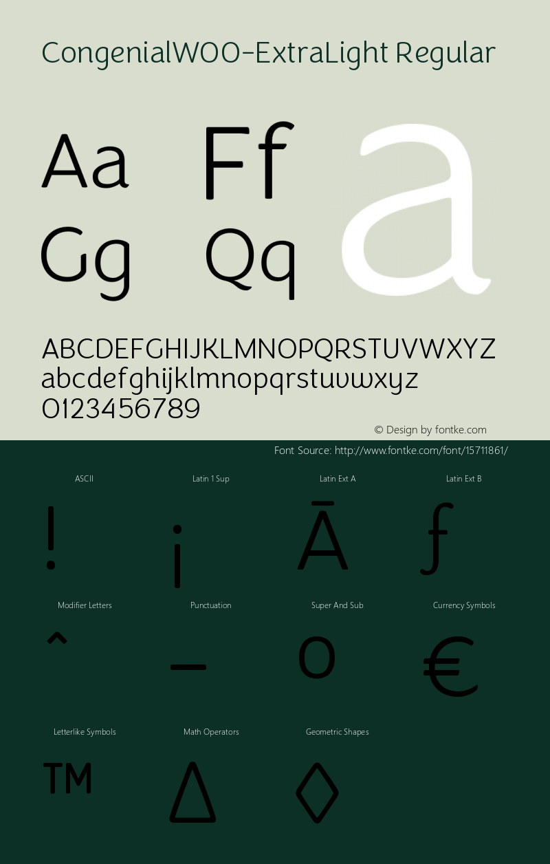 CongenialW00-ExtraLight Regular Version 1.00 Font Sample