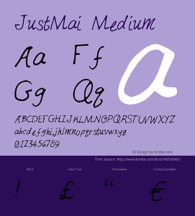 JustMai Medium Version 001.000 Font Sample