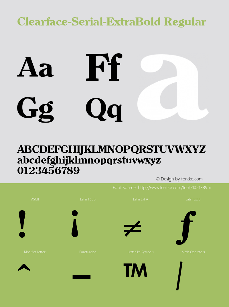 Clearface-Serial-ExtraBold Regular 1.0 Fri Oct 18 15:40:13 1996 Font Sample