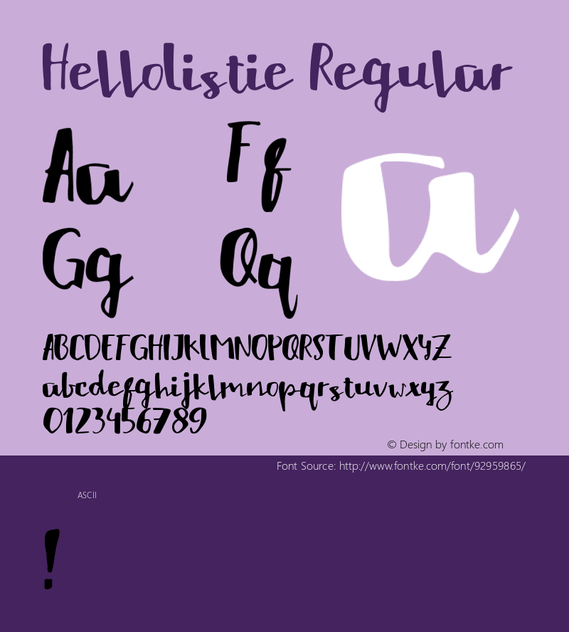 HelloListie Version 1.000 Font Sample