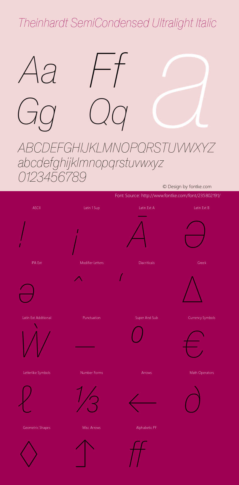 TheinhardtSemiCondensed-UltralightItalic Version 1.002; build 0002图片样张