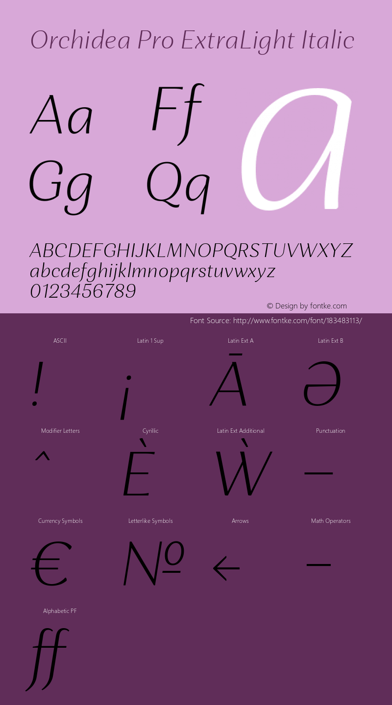 Orchidea Pro ExtraLight Italic Version 001.000图片样张