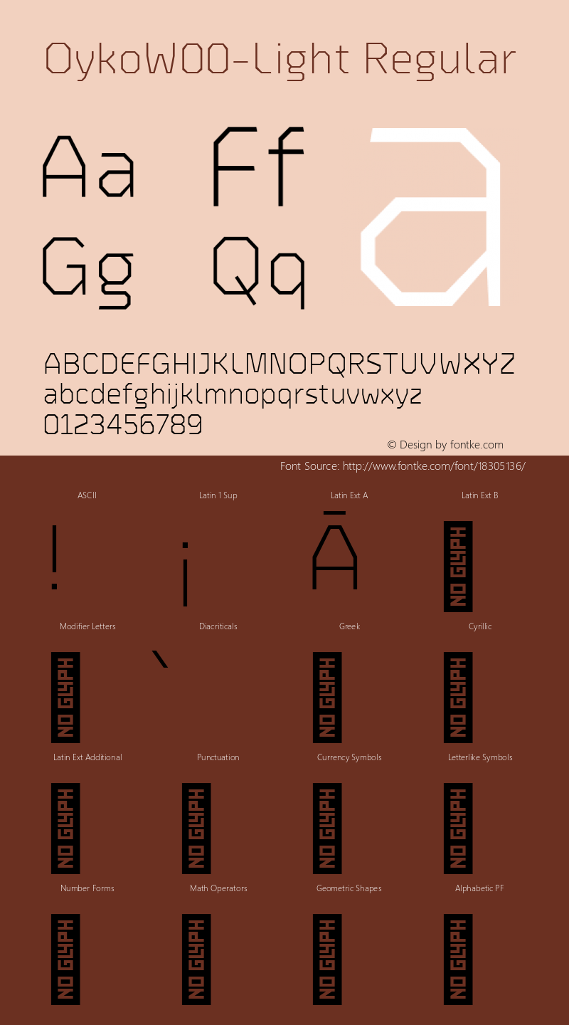 OykoW00-Light Regular Version 1.00 Font Sample