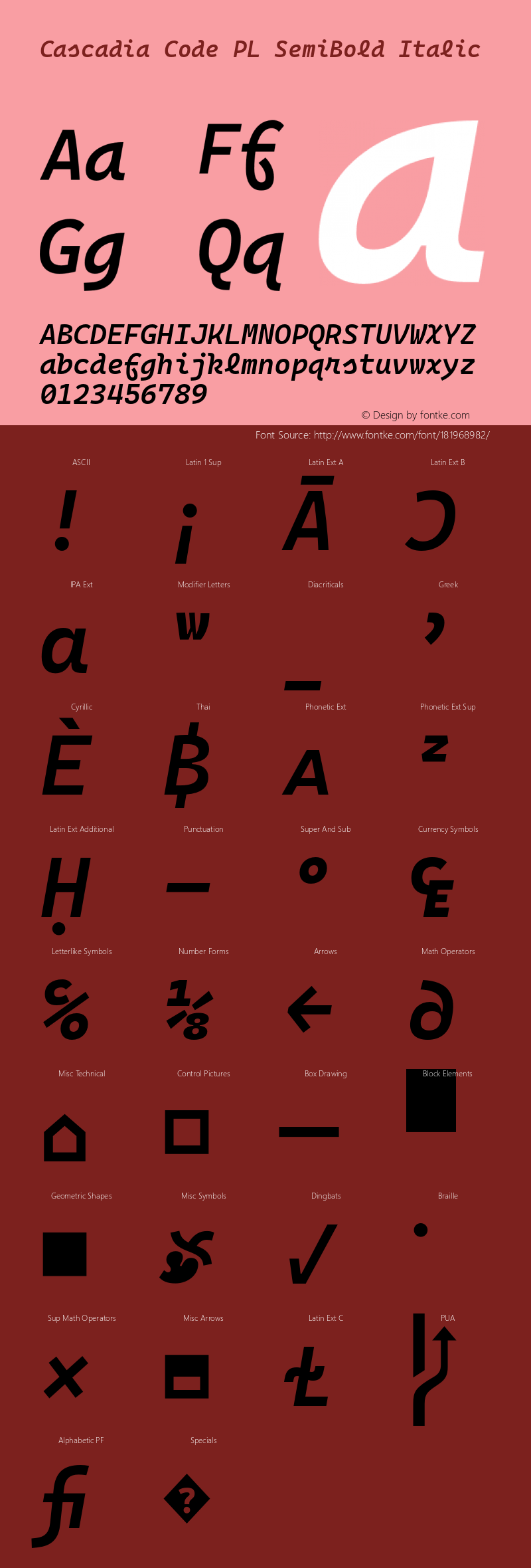 Cascadia Code PL SemiBold Italic Version 2108.026图片样张