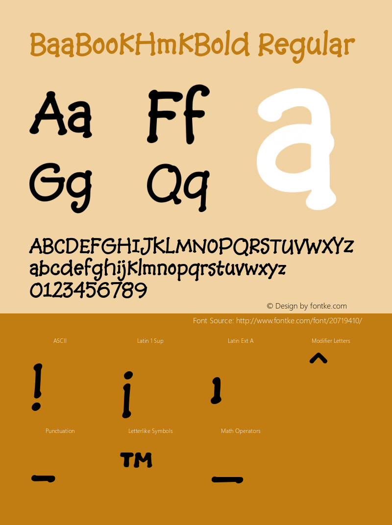 BaaBookHmkBold Macromedia Fontographer 4.1.4 11/8/1999 Font Sample