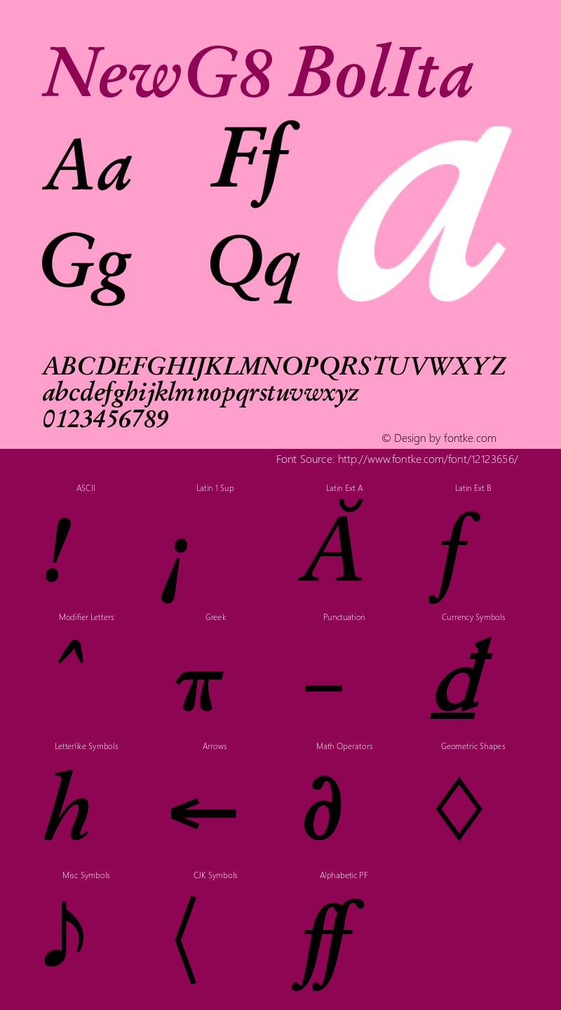 NewG8 BolIta Version 1.05 Font Sample