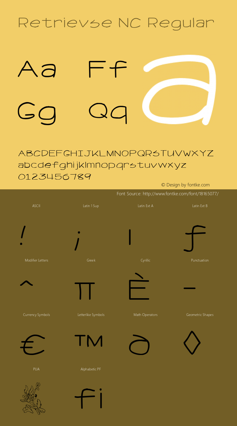 Retrievse NC Regular Version 1.000 2010 initial release Font Sample