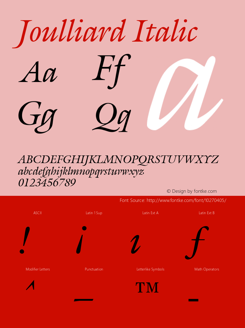 Joulliard Italic Rev. 002.001 Font Sample