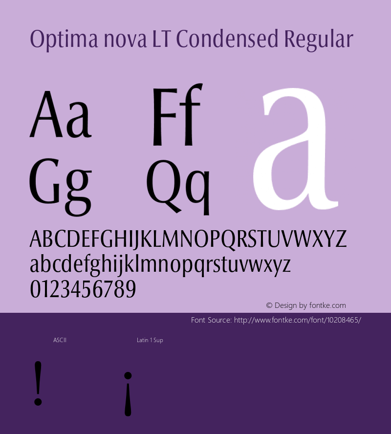 Optima nova LT Condensed Regular 001.000 Font Sample