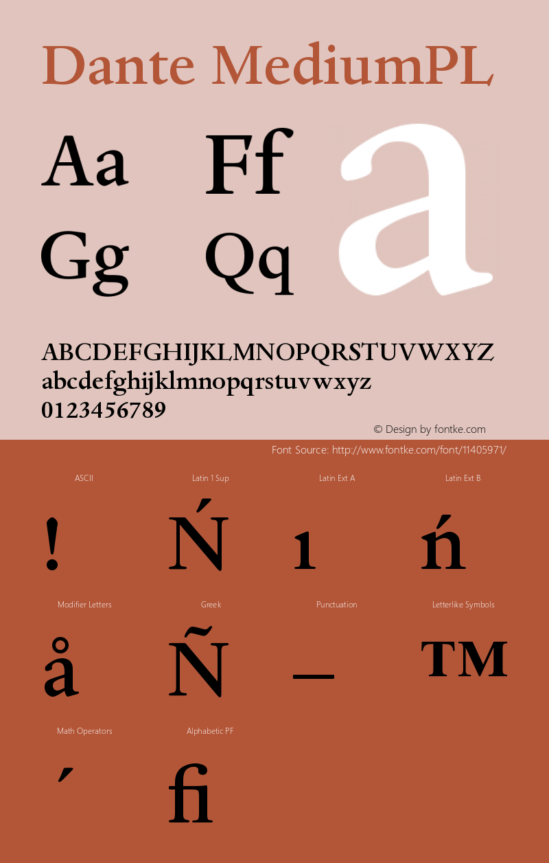 Dante MediumPL Version 001.000 Font Sample