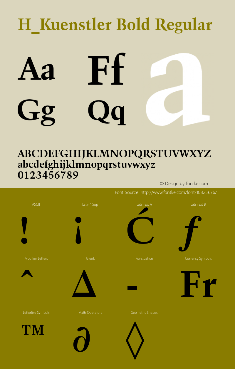 H_Kuenstler Bold Regular 1000 Font Sample