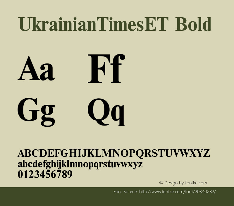 UkrainianTimesET Bold 001.000 Font Sample