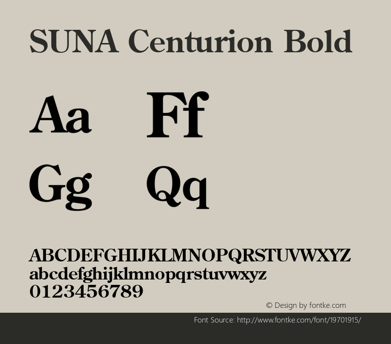 SUNA Centurion Bold 001.000 Font Sample