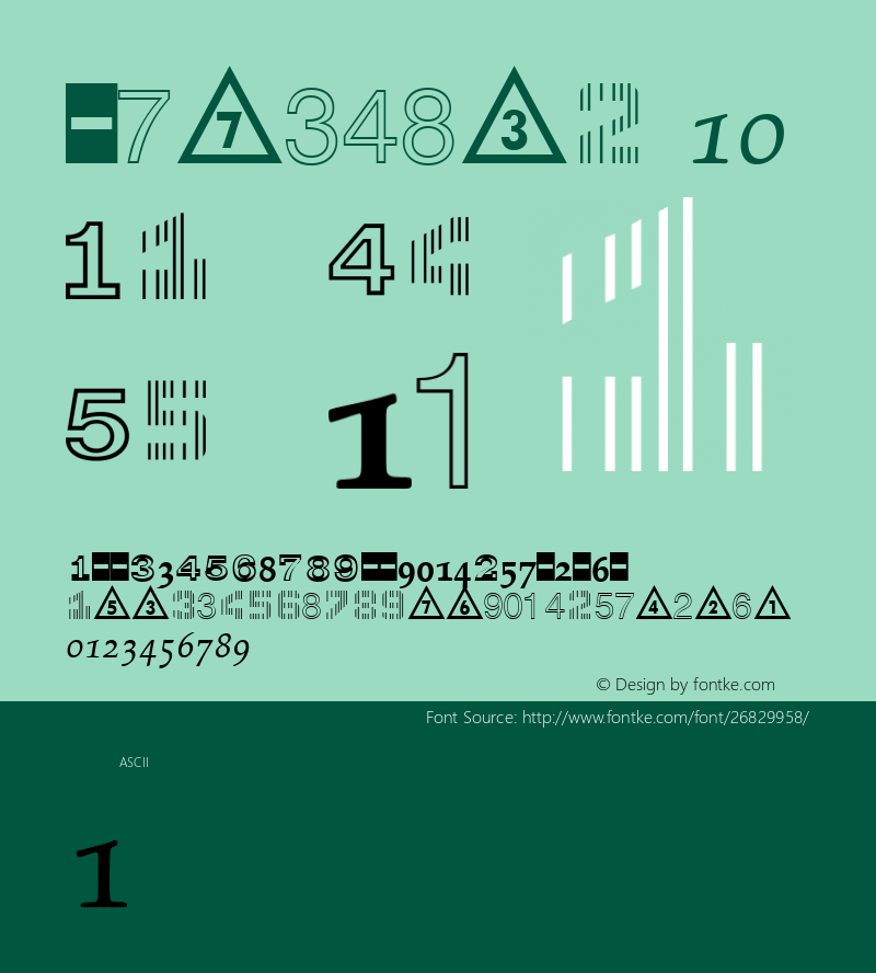 Numerics 10 Version 1.001 Font Sample