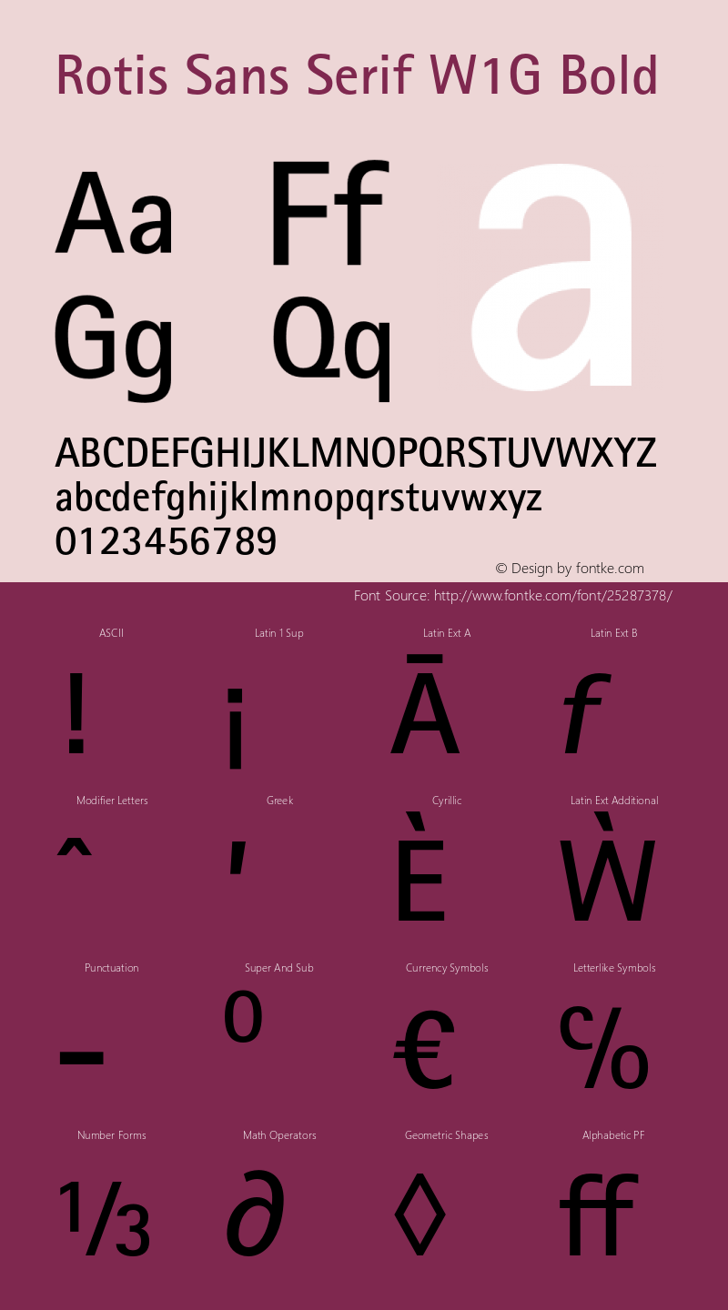 RotisSansSerifW1G-Bold Version 1.000 Font Sample