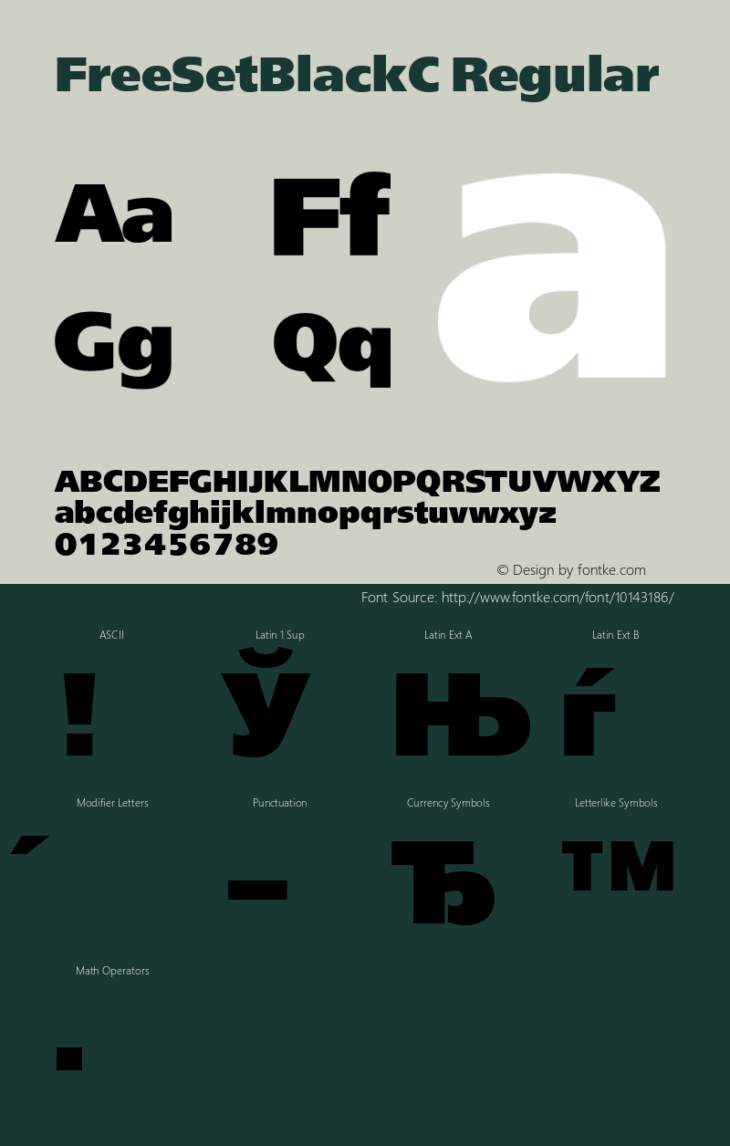 FreeSetBlackC Regular Version 001.000 Font Sample