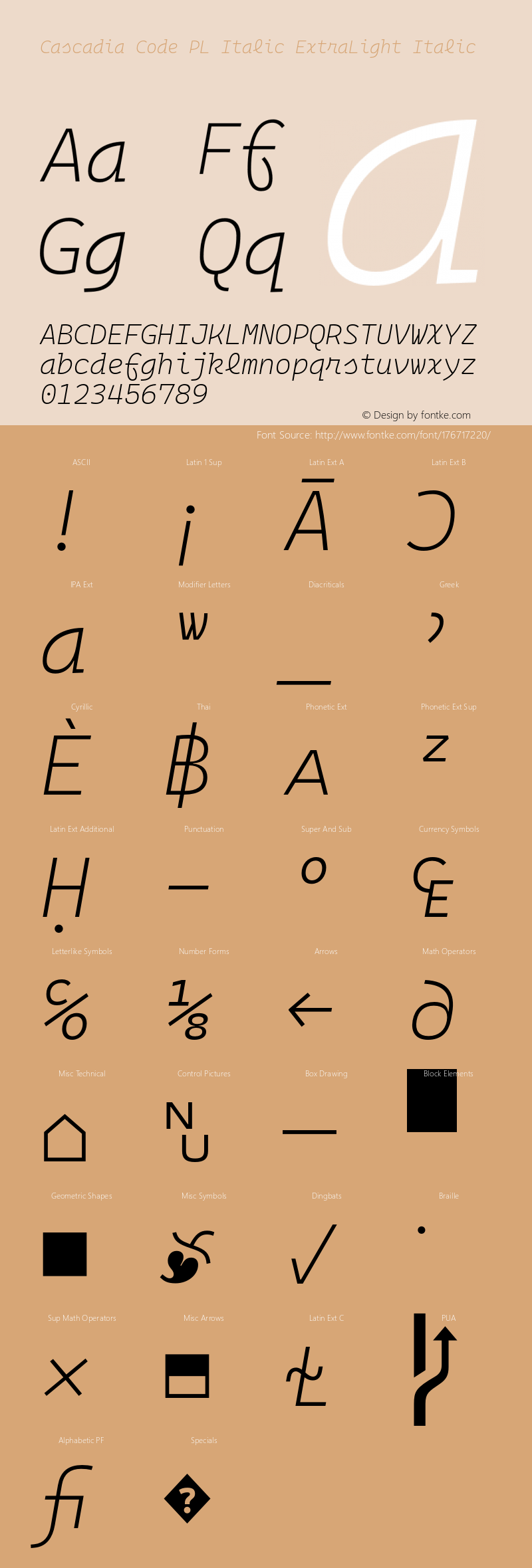 Cascadia Code PL Italic ExtraLight Italic Version 2105.024图片样张