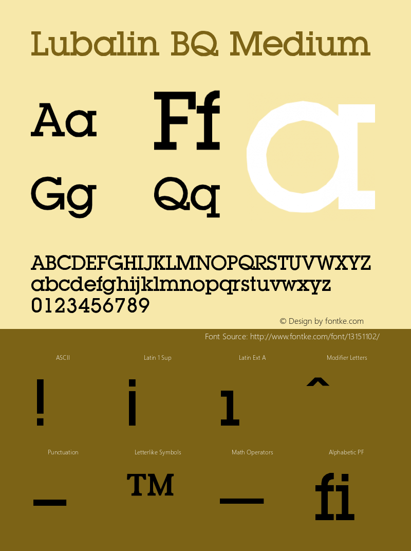 Lubalin BQ Medium Version 001.000 Font Sample