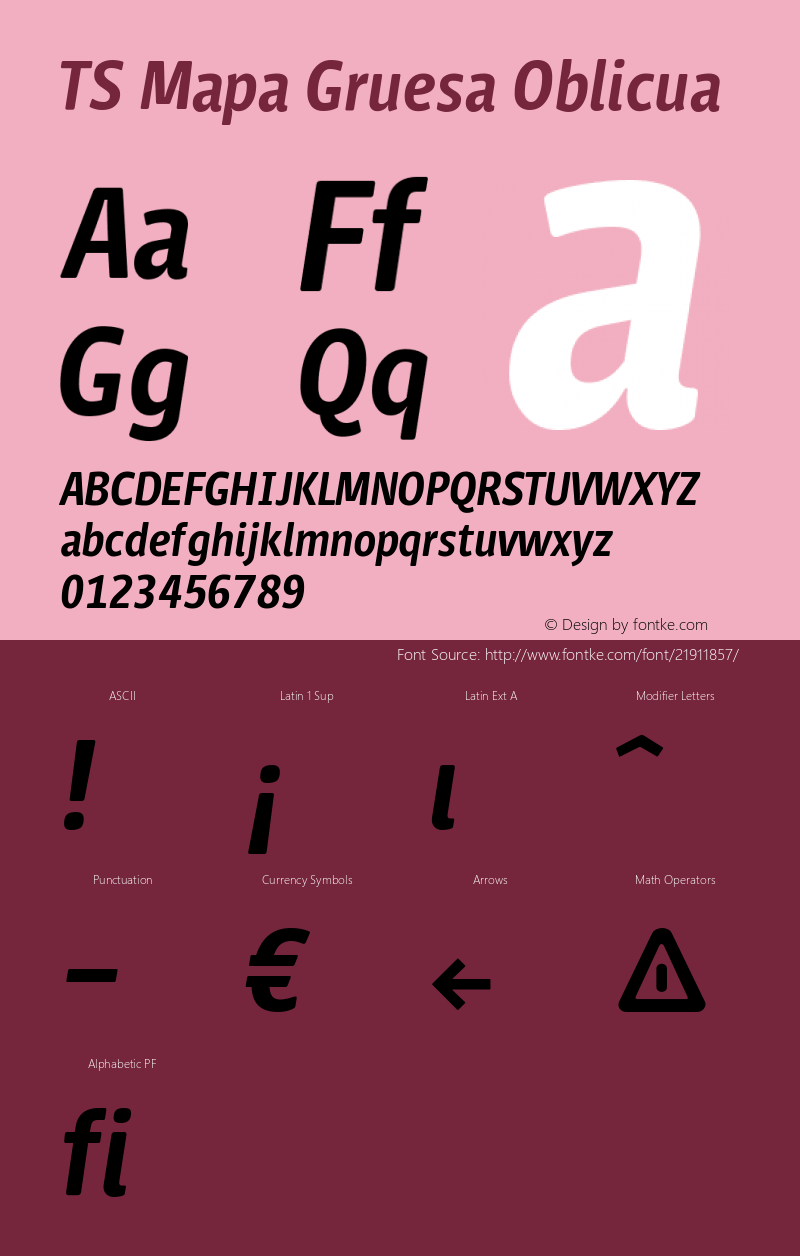 TSMapa-GruesaOblicua Version 001.001 Font Sample