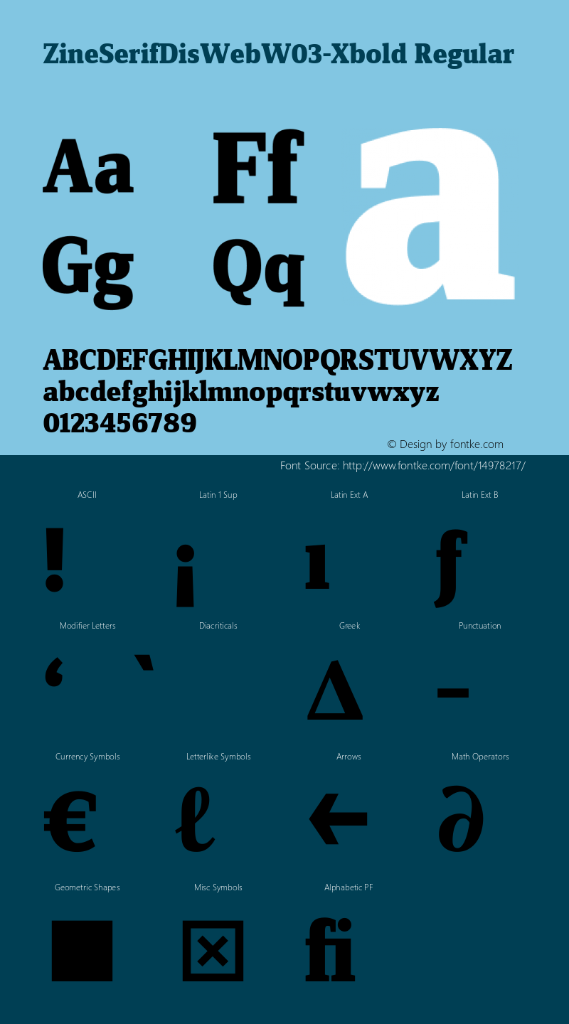 ZineSerifDisWebW03-Xbold Regular Version 7.504 Font Sample