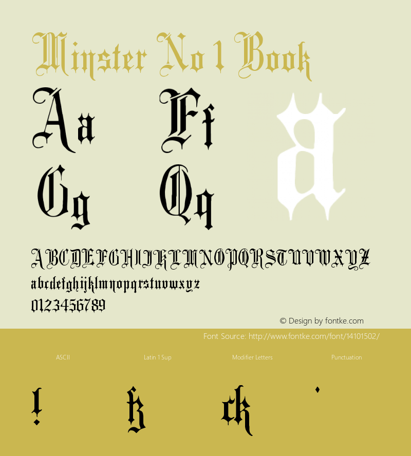 Minster No 1 Book Version 1.0; 2002; initial r Font Sample