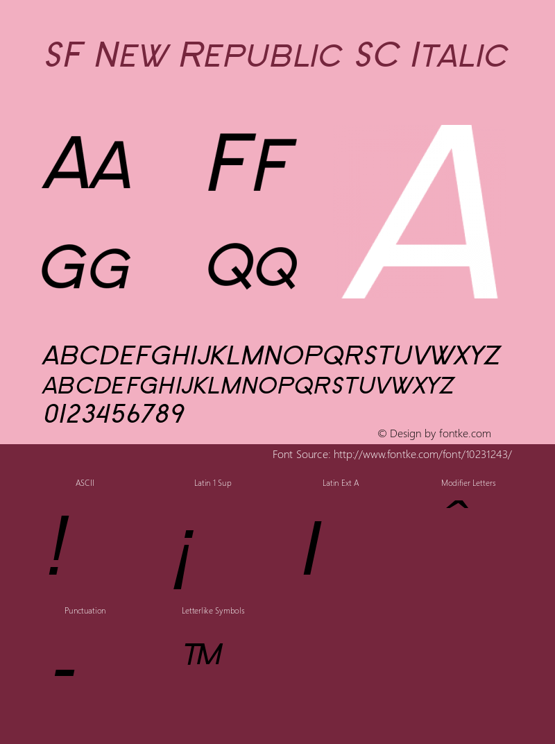 SF New Republic SC Italic v2.0 - Freeware Font Sample