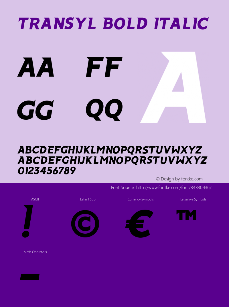 Transyl Bold Italic Version 1.000;PS 001.000;hotconv 1.0.88;makeotf.lib2.5.64775 Font Sample