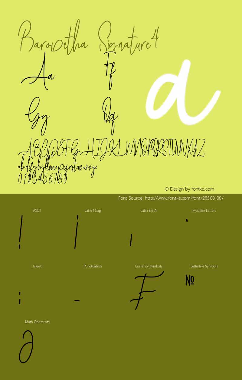 Baropetha Signature4 Version 1.00;February 11, 2019;FontCreator 11.5.0.2430 64-bit Font Sample