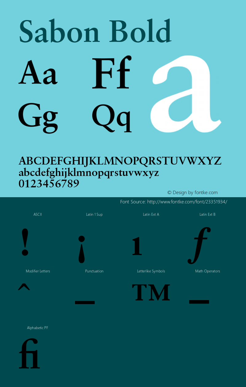 Sabon-Bold 001.001 Font Sample