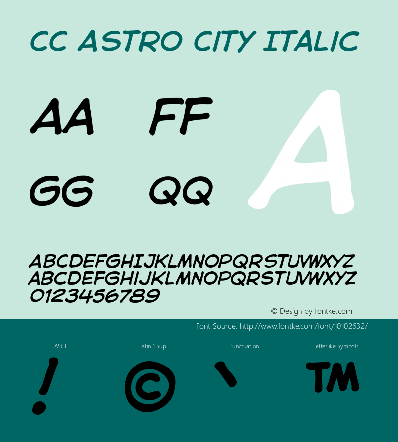 CC Astro City Italic 001.000 Font Sample