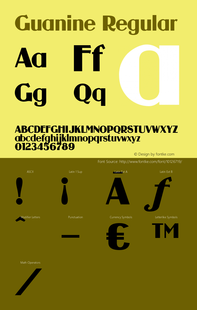 Guanine Regular Version 2.000 2004 Font Sample