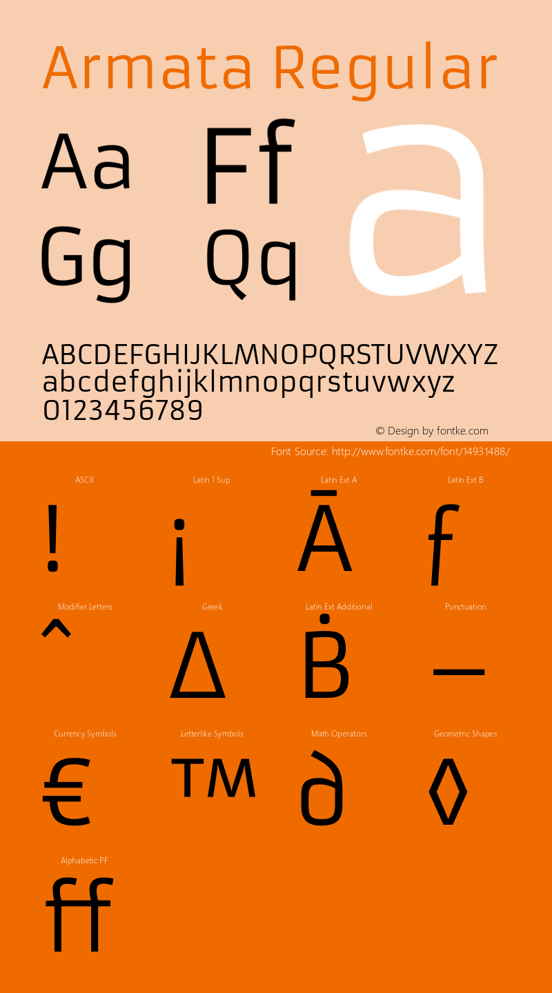 Armata Regular Version 1.002 Font Sample