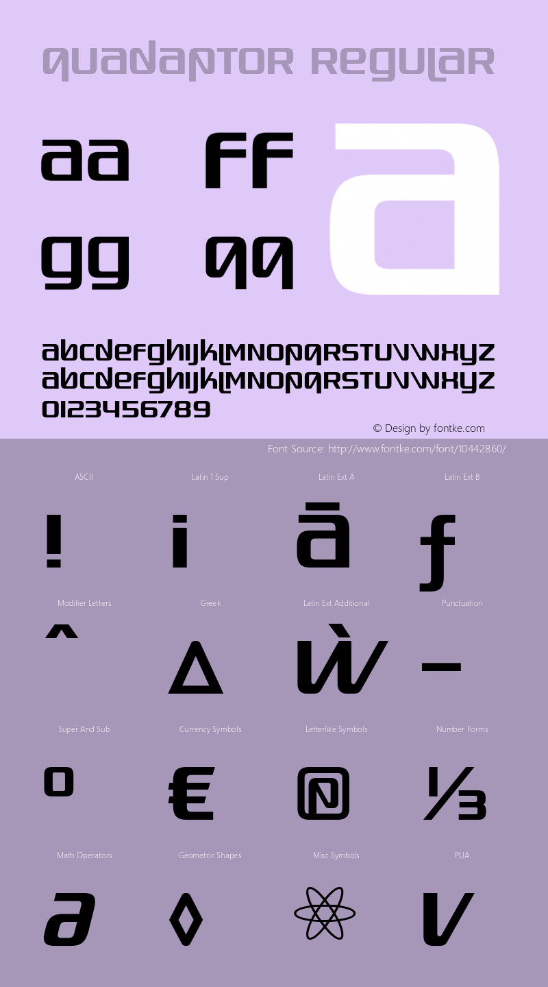 Quadaptor Regular Version 4.001 Font Sample