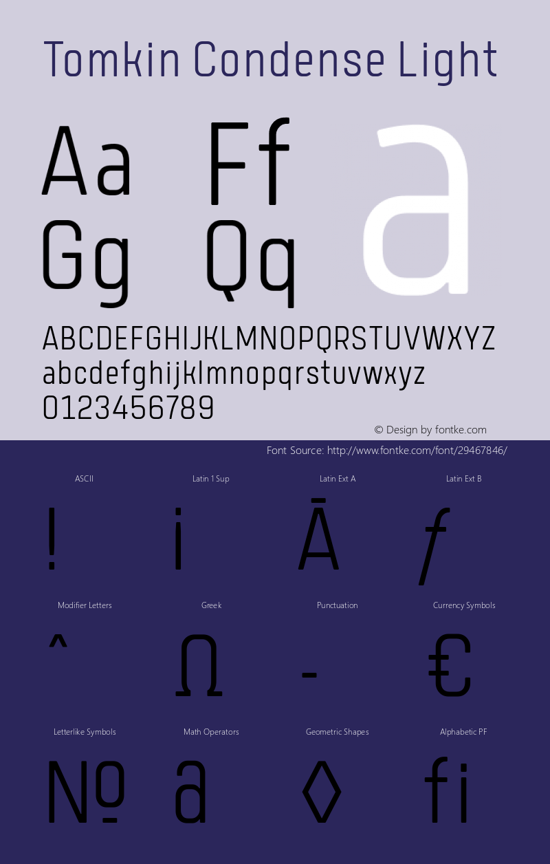 Tomkin Condense Light Version 1.000;YWFTv17 Font Sample