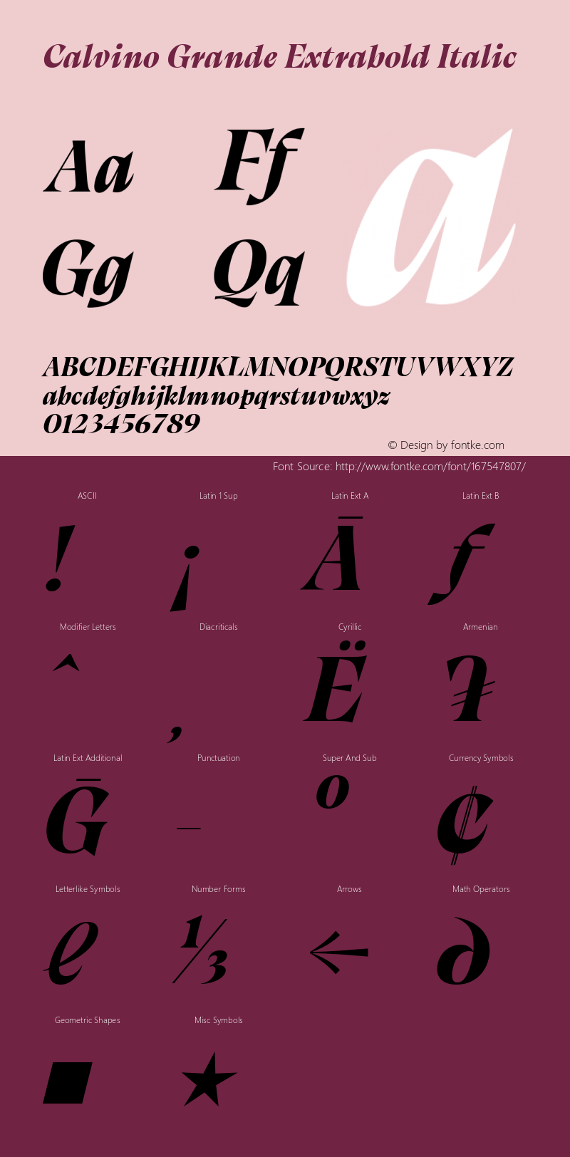 Calvino Grande Extrabold Italic Version 1.000;FEAKit 1.0图片样张