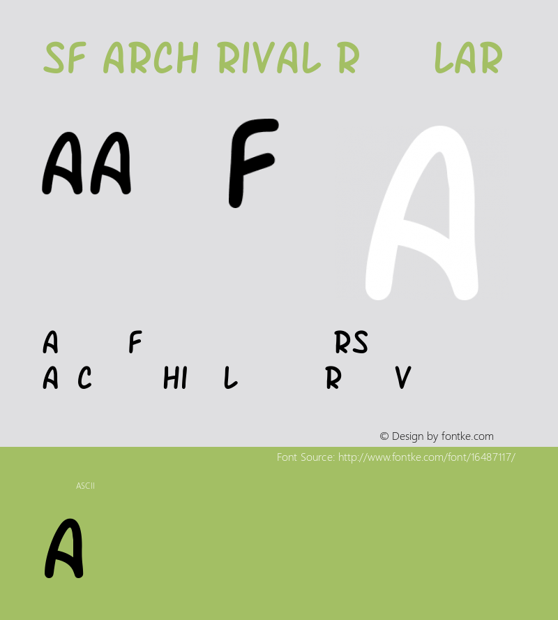 SF Arch Rival Regular ver 1.0; 2000. Freeware. Font Sample