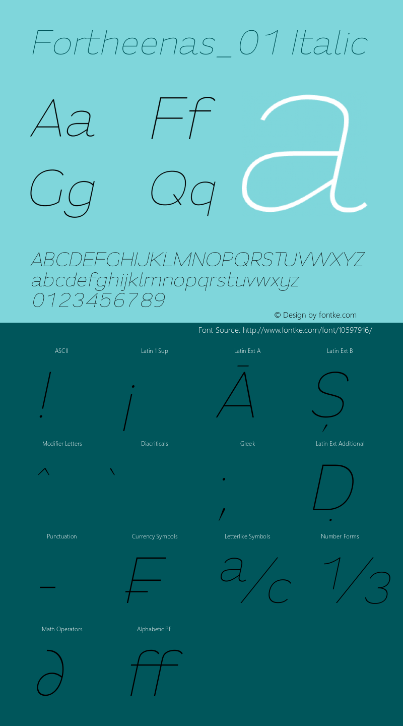 Fortheenas_01 Italic Version 1.10 September 8, 2014 Font Sample