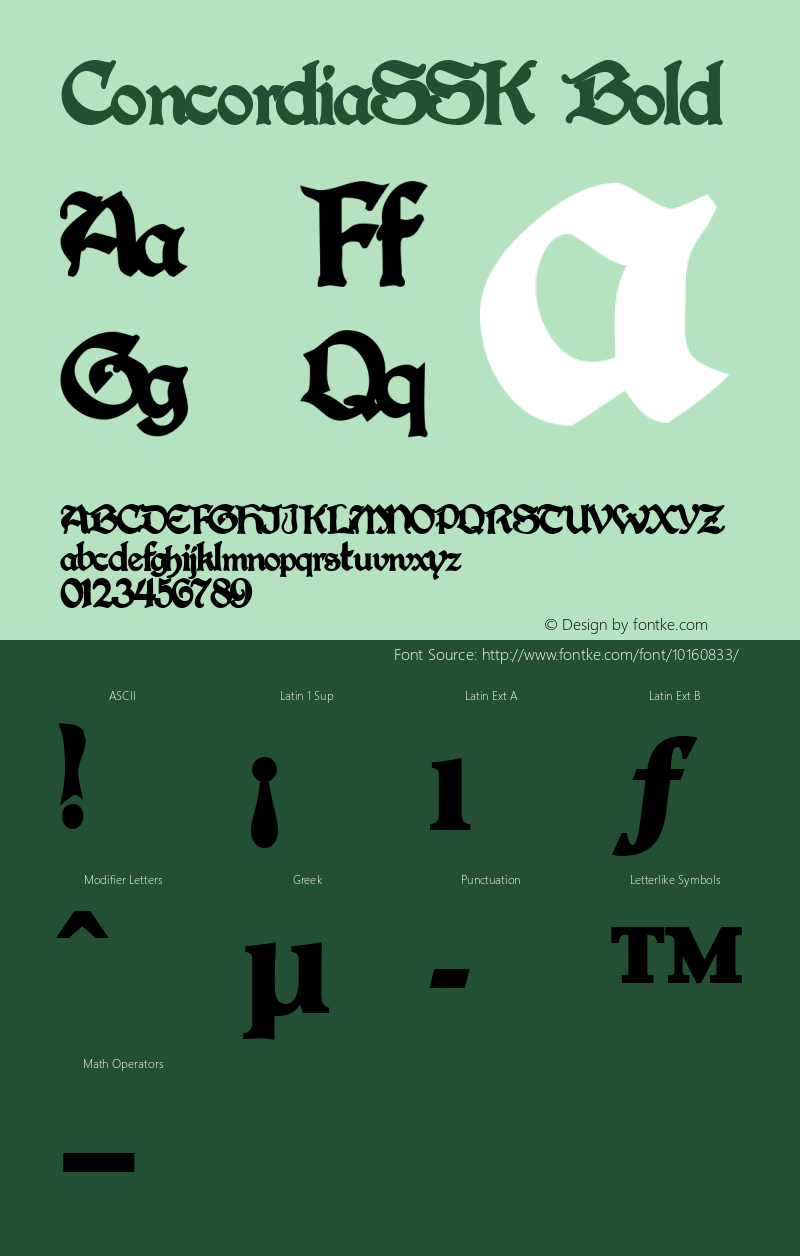 ConcordiaSSK Bold Macromedia Fontographer 4.1 8/12/95 Font Sample