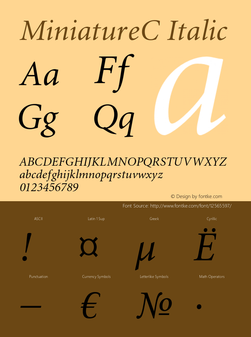 MiniatureC Italic OTF 1.0;PS 004.001;Core 116;AOCW 1.0 161 Font Sample