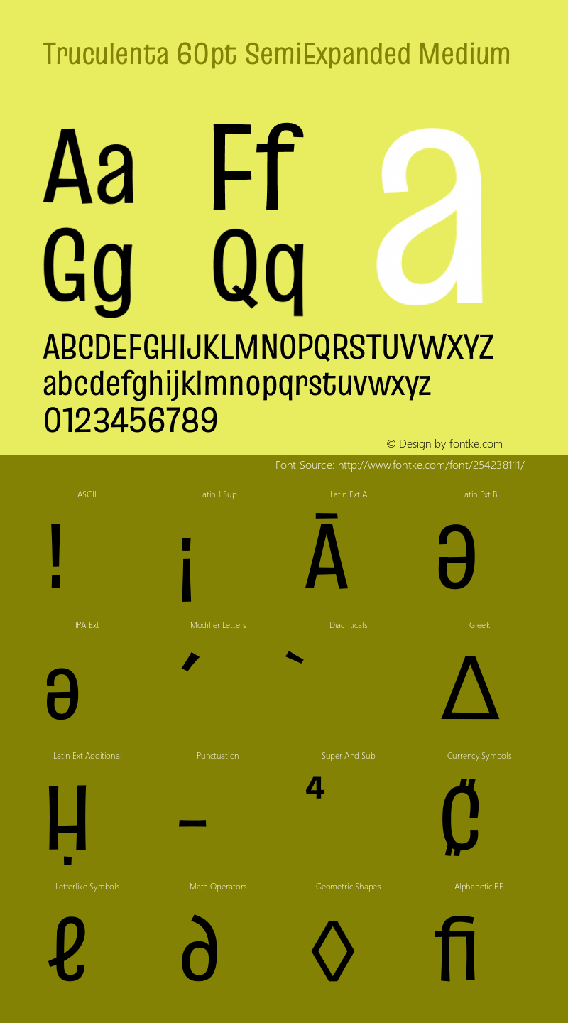 Truculenta 60pt SemiExpanded Medium Version 1.002图片样张