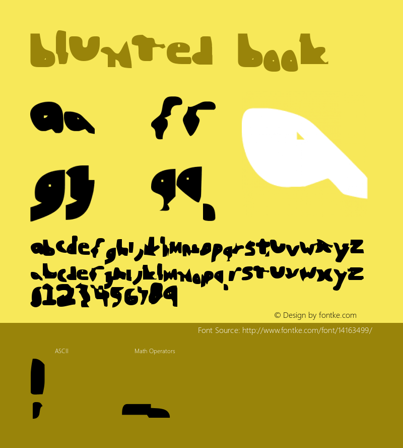 Blunted Book Version 2000; 1.0, initial r Font Sample