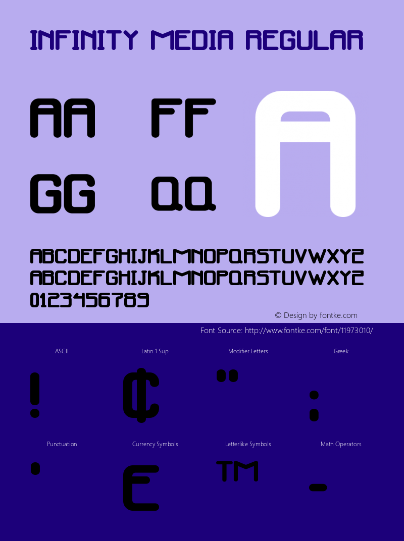 Infinity Media Regular Version 1.00 May 19, 2009, initial release Font Sample