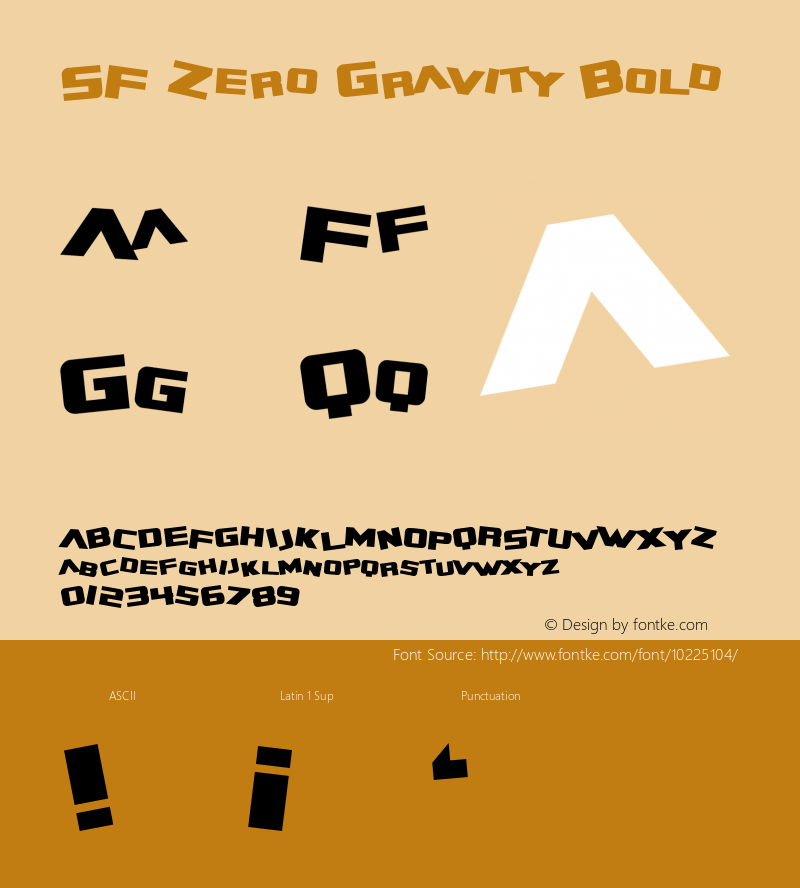 SF Zero Gravity Bold Version 1.1 Font Sample