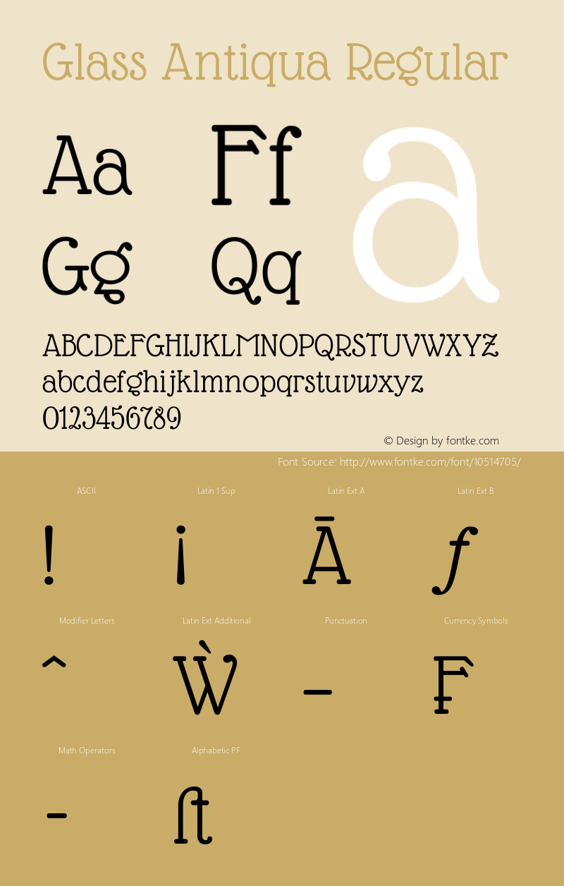 Glass Antiqua Regular 1.001 Font Sample