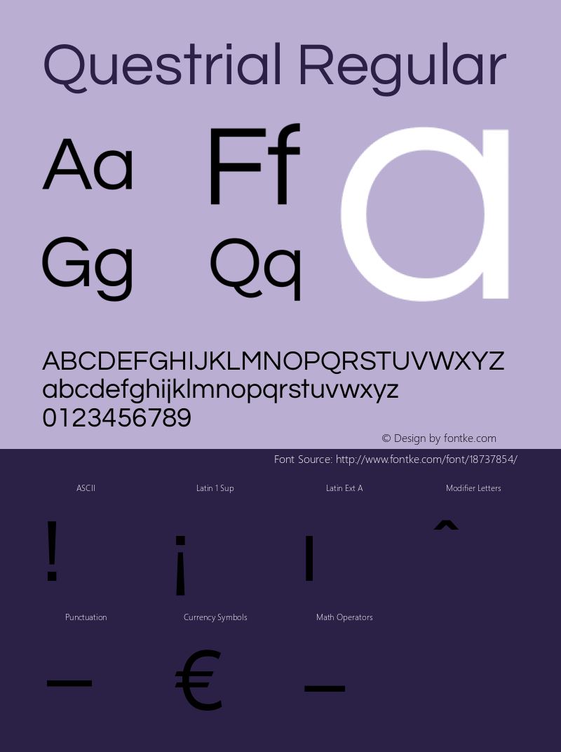 Questrial Regular Version 1.002 Font Sample