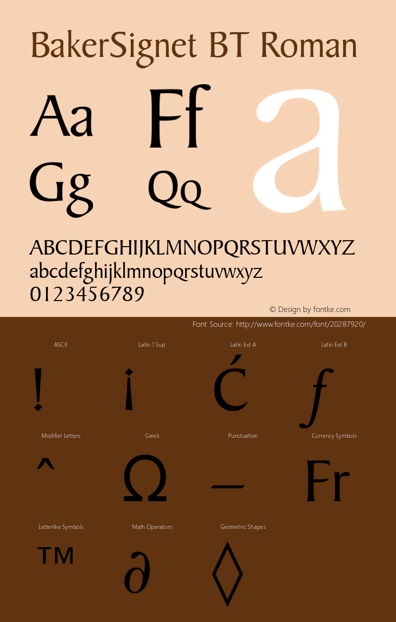 BakerSignet BT Roman mfgpctt-v4.4 Dec 10 1998 Font Sample