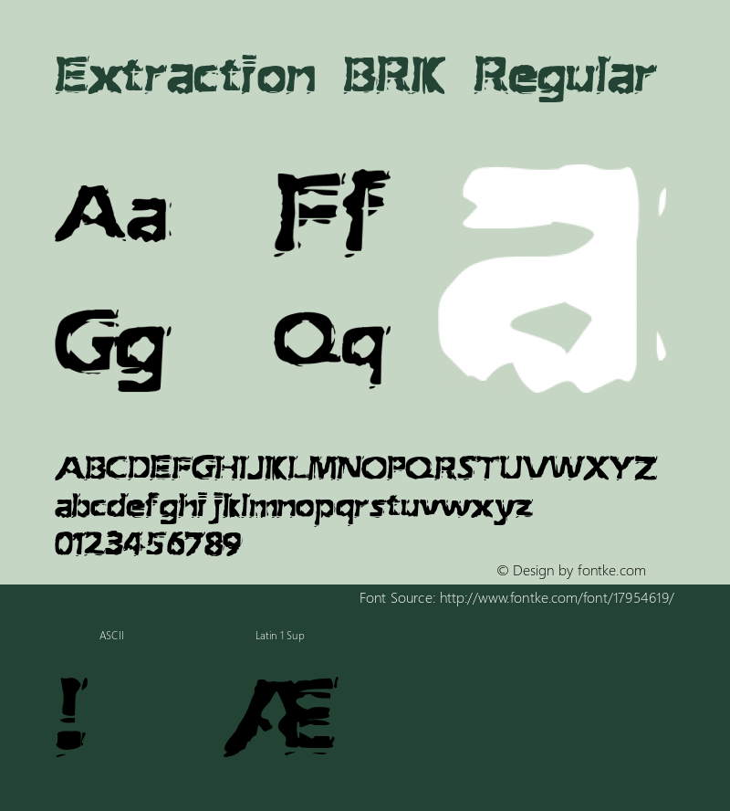 Extraction BRK Regular Version 2.16 Font Sample