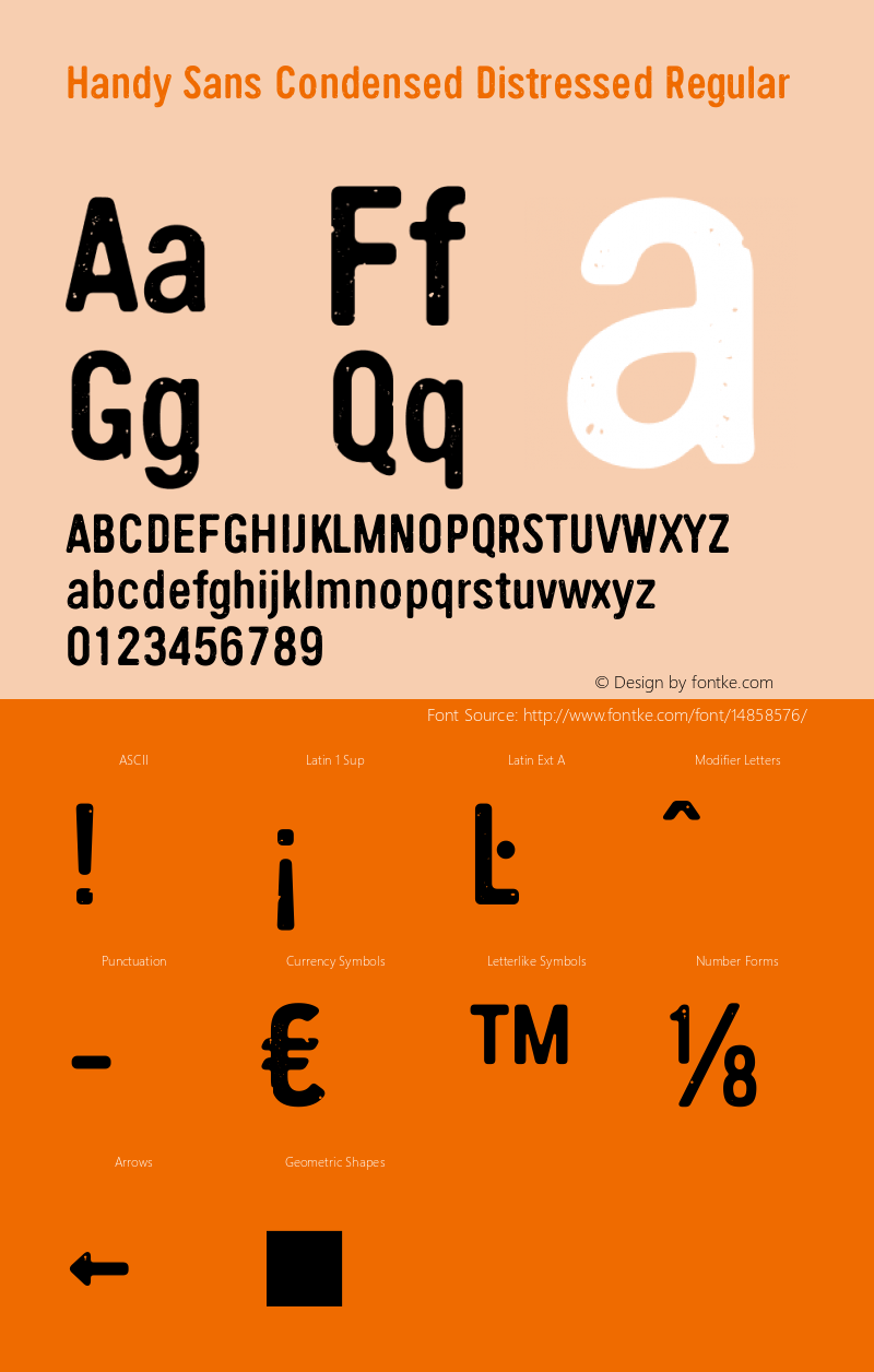 Handy Sans Condensed Distressed Regular Version 4.001;PS 004.001;hotconv 1.0.70;makeotf.lib2.5.58329 Font Sample