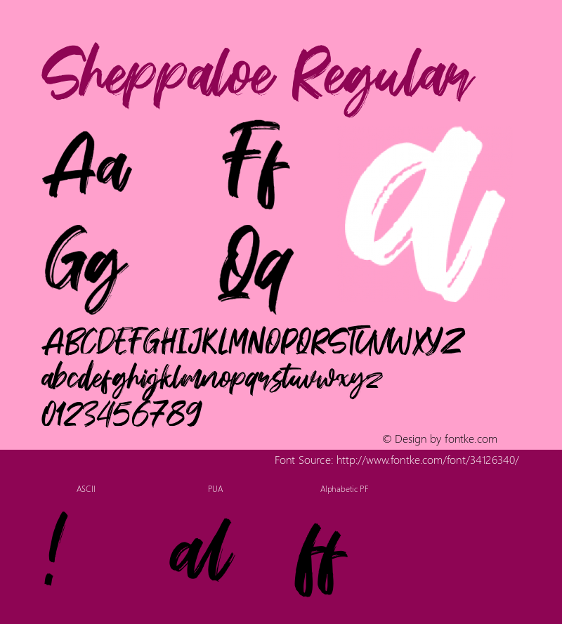 Sheppaloe Version 1.000 Font Sample